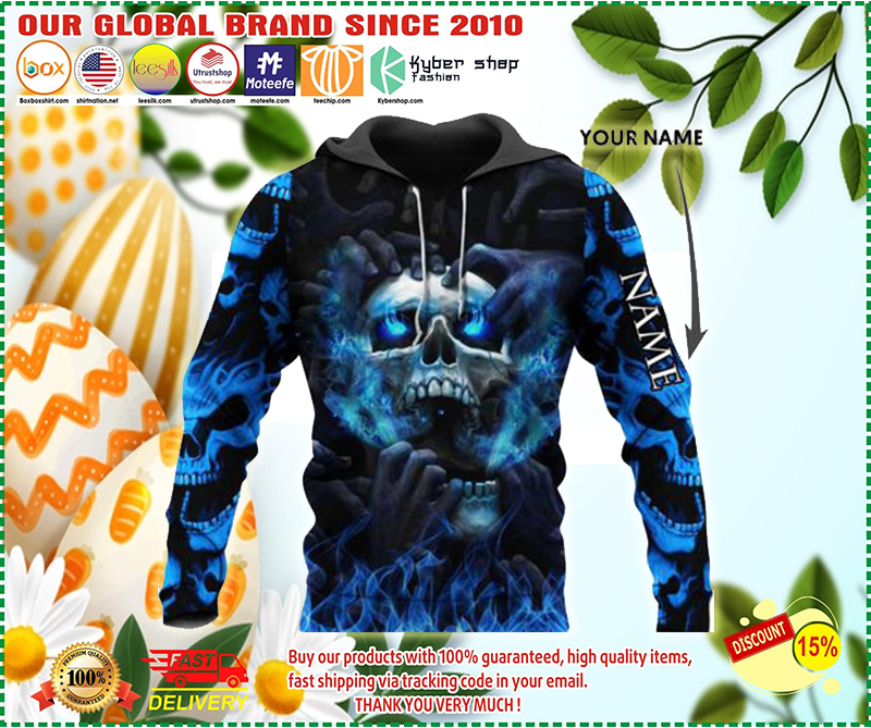 Blue eyes screaming skull custom personalized name 3d hoodie – LIMITED EDITION