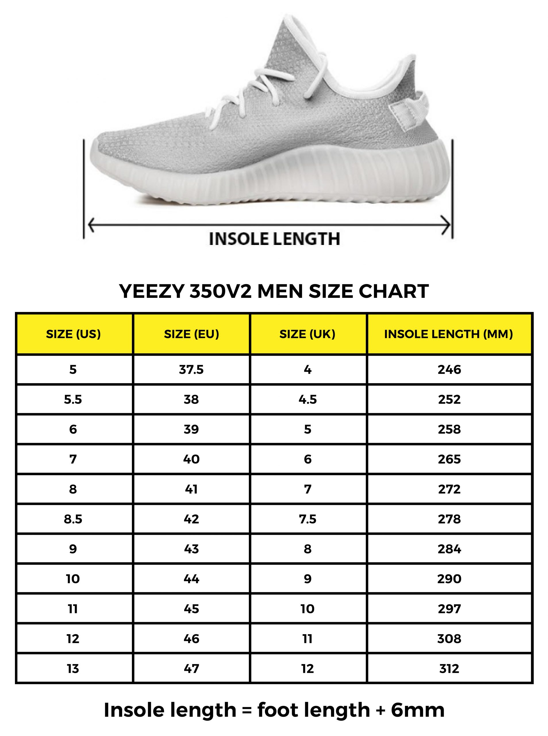 size guide yeezy 350 v2