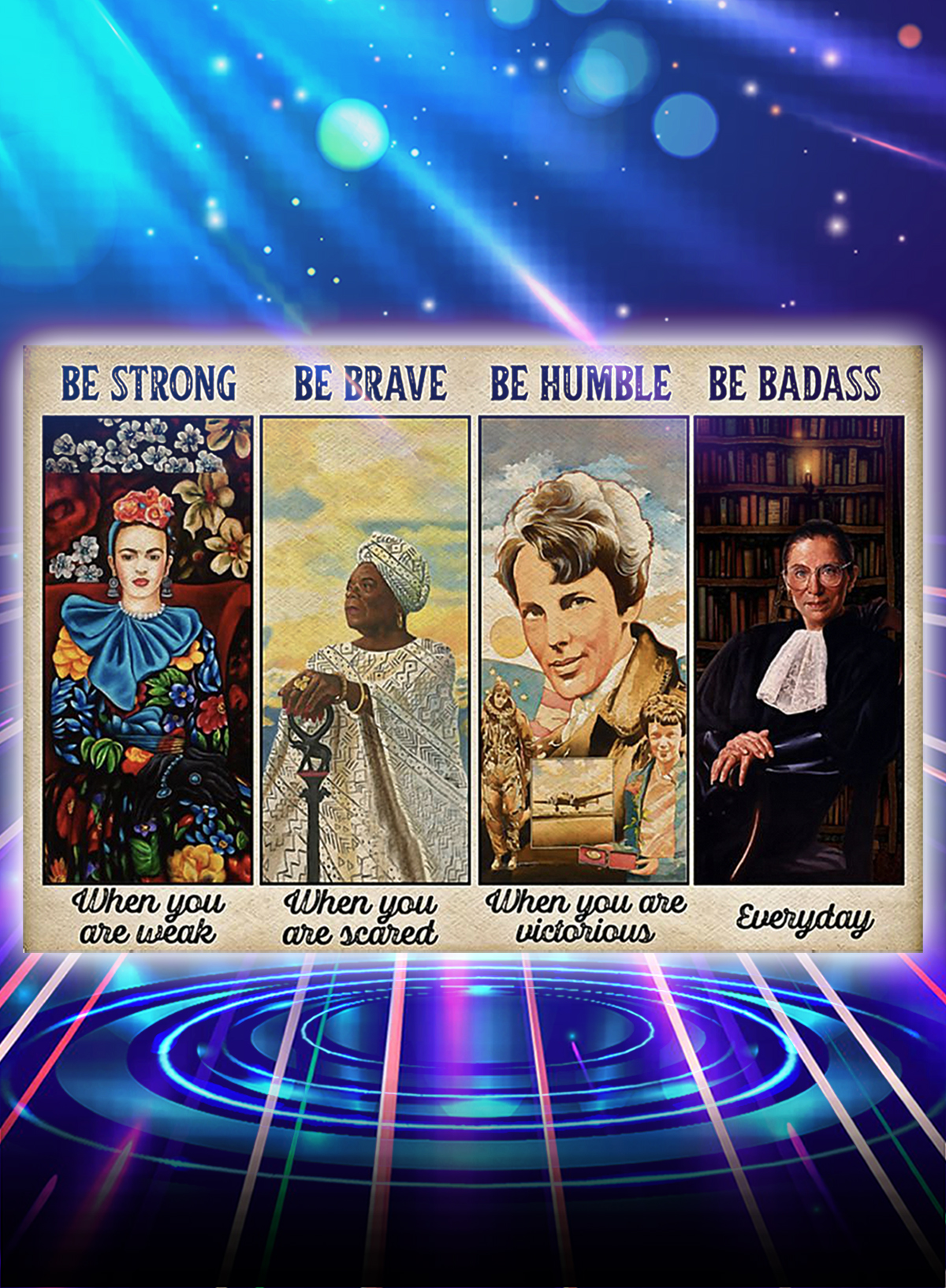 Feminist Frida Kahlo RBG be strong be brave be humble be badass poster - A1