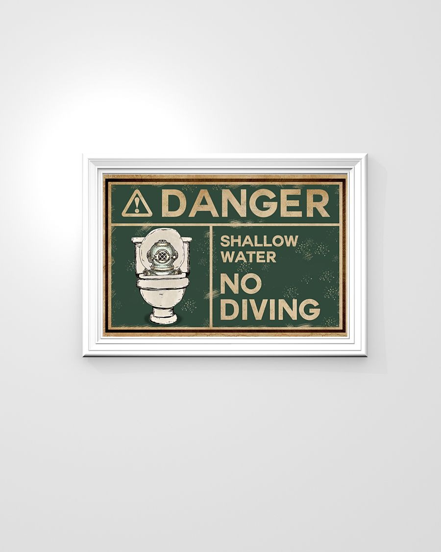 Scuba diver danger shallow water no diving poster 1