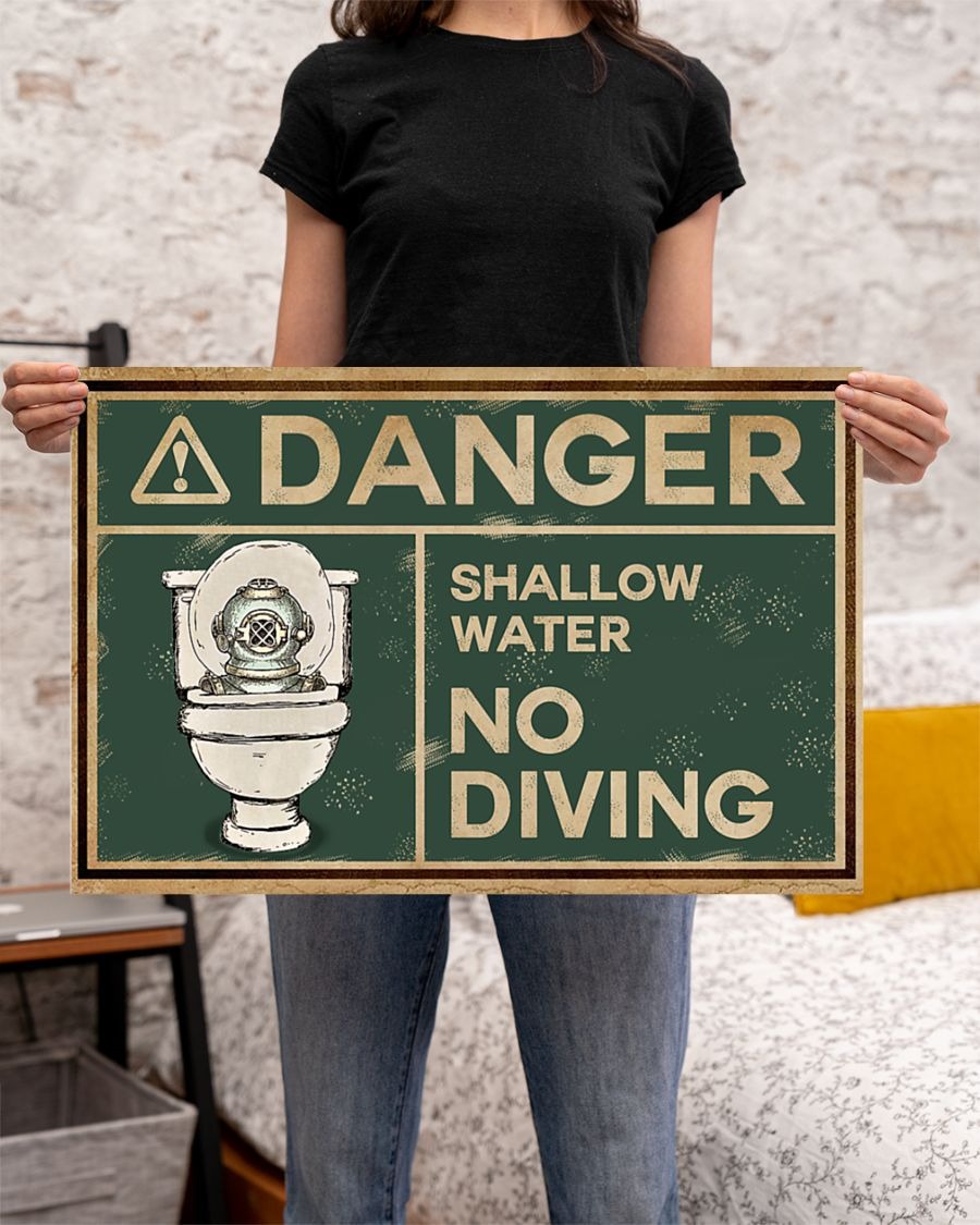 Scuba diver danger shallow water no diving poster - BBS 2