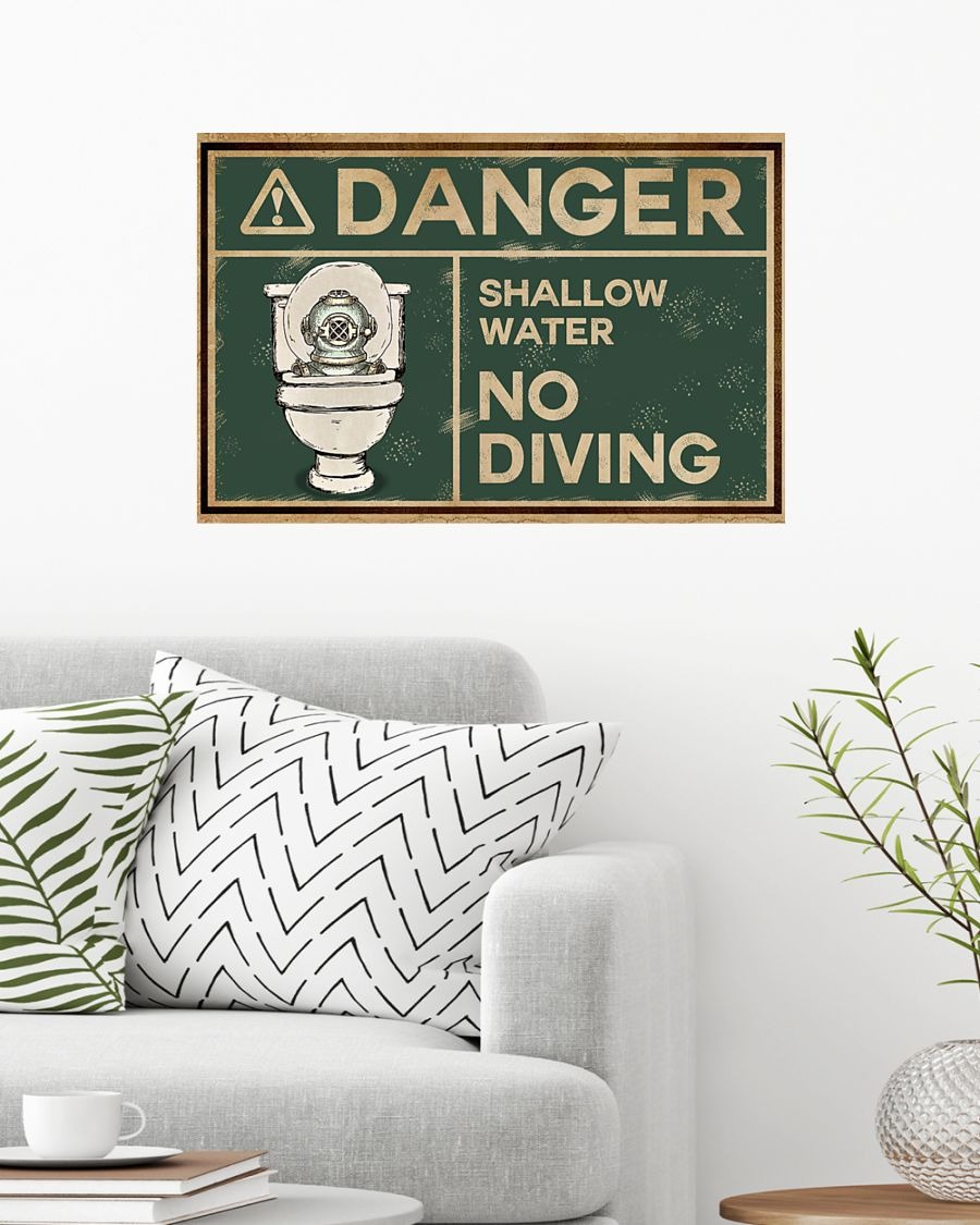 Scuba diver danger shallow water no diving poster - BBS 1