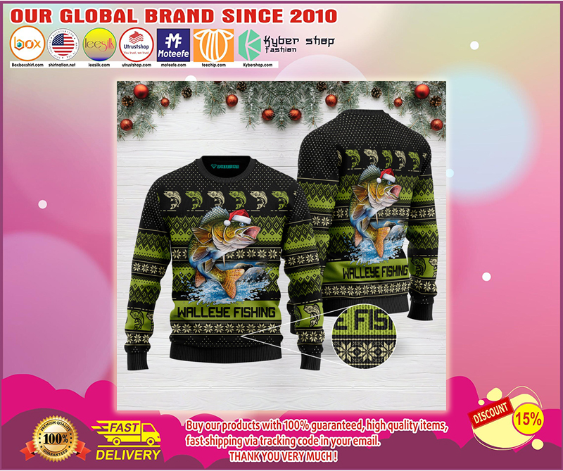 Walleye fishing ugly christmas sweater – BBS