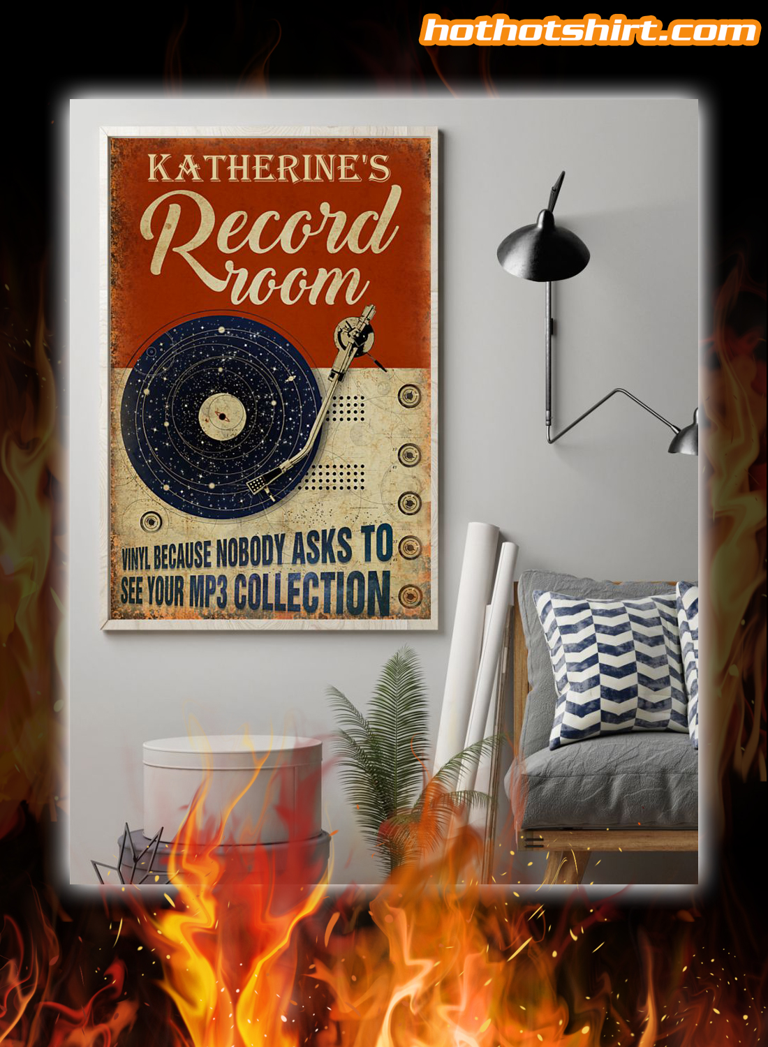 Vinyl Record Room because nobody asks to see mp3 collection personalized poster