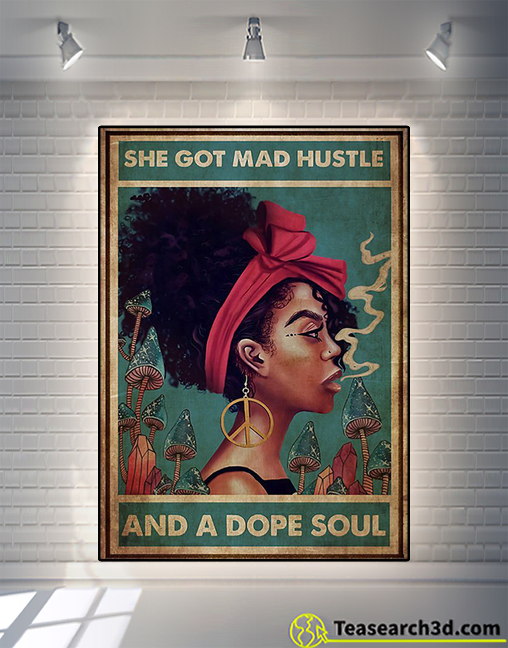 Afro girl she got mad hustle and a dope soul canvas