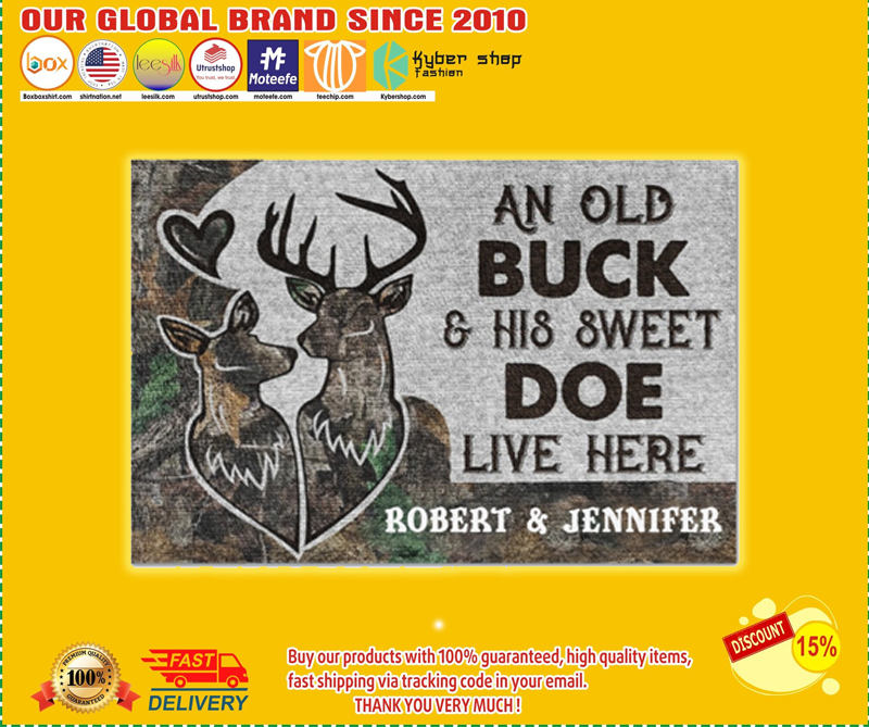 An old buck and his sweet doe live here custom personalized name doormat – BBS