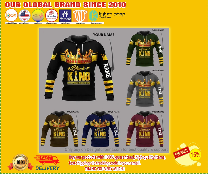 Black king most important piece in the game custom name 3d hoodie - BBS 1