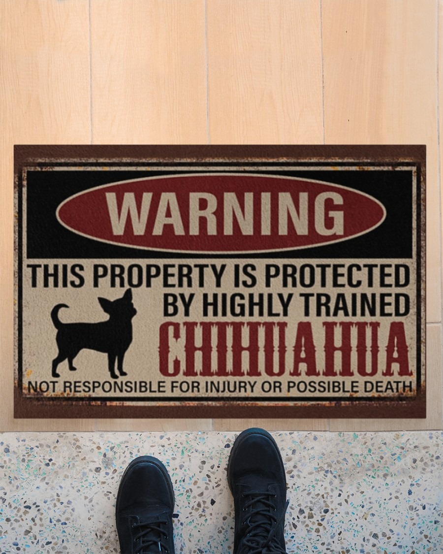 Chihuahua warning this property is protected by hinghly trained chihuahua doormat - BBS 2