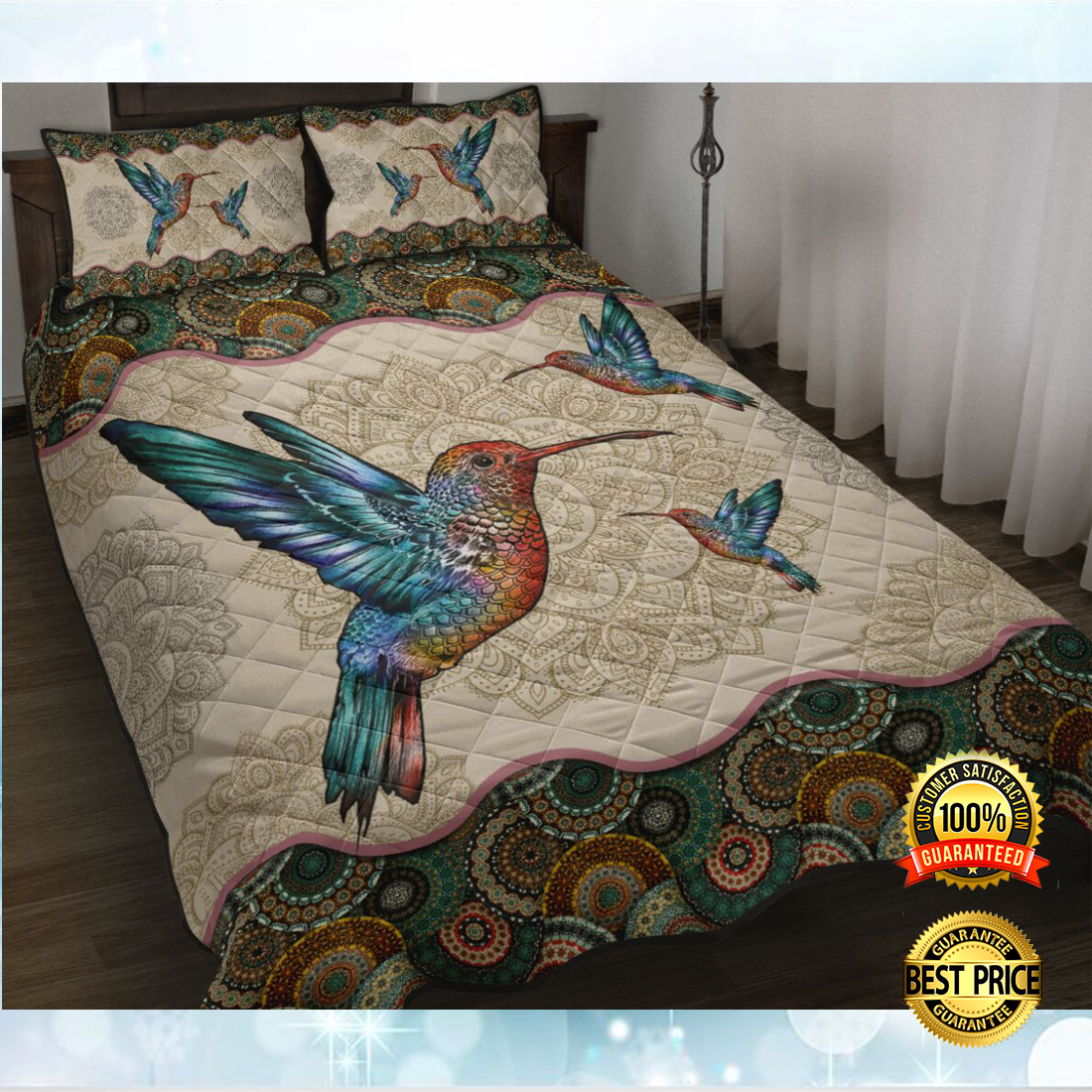Hummingbird mandala bedding set 3