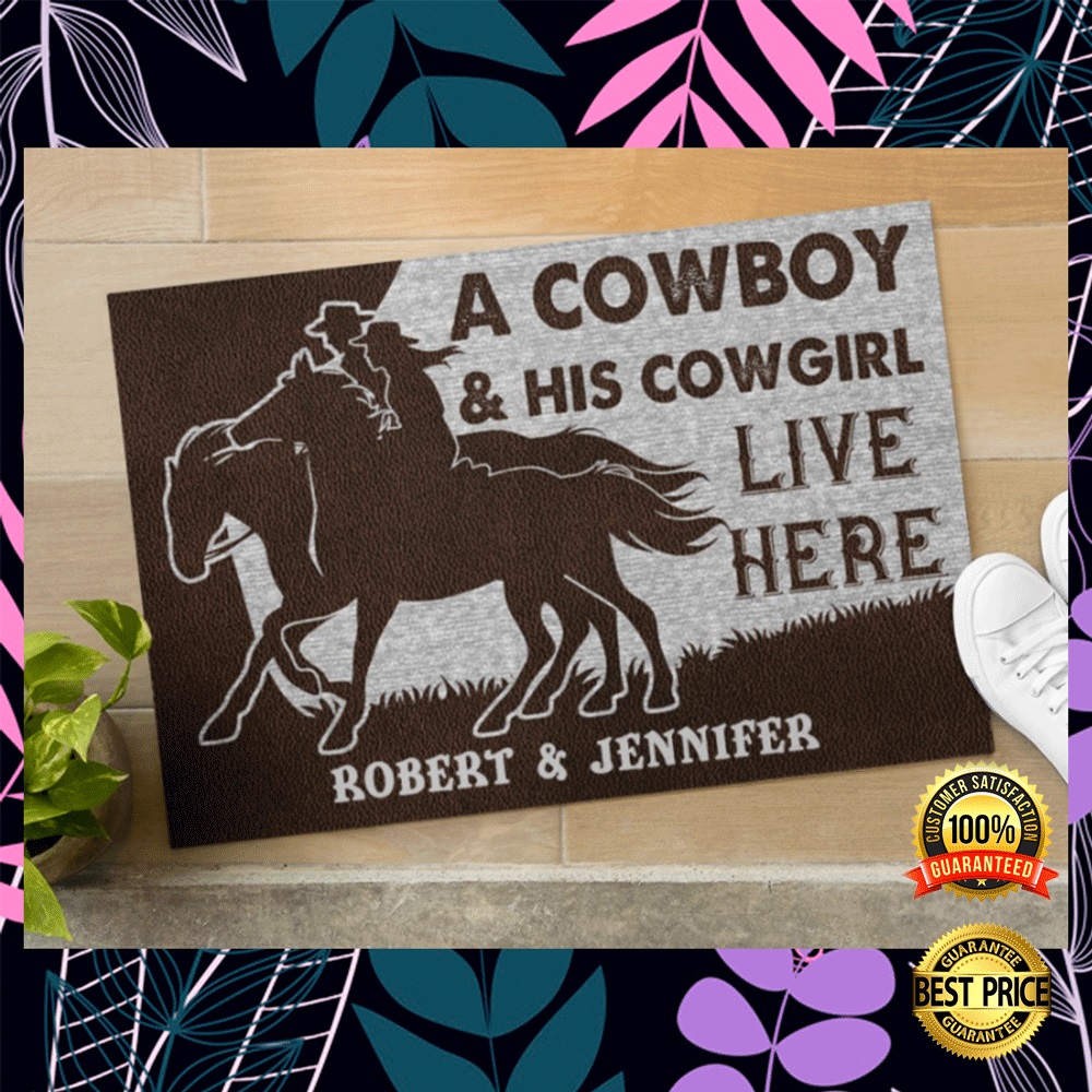 Personalized a cowboy and his cowgirl live here doormat2