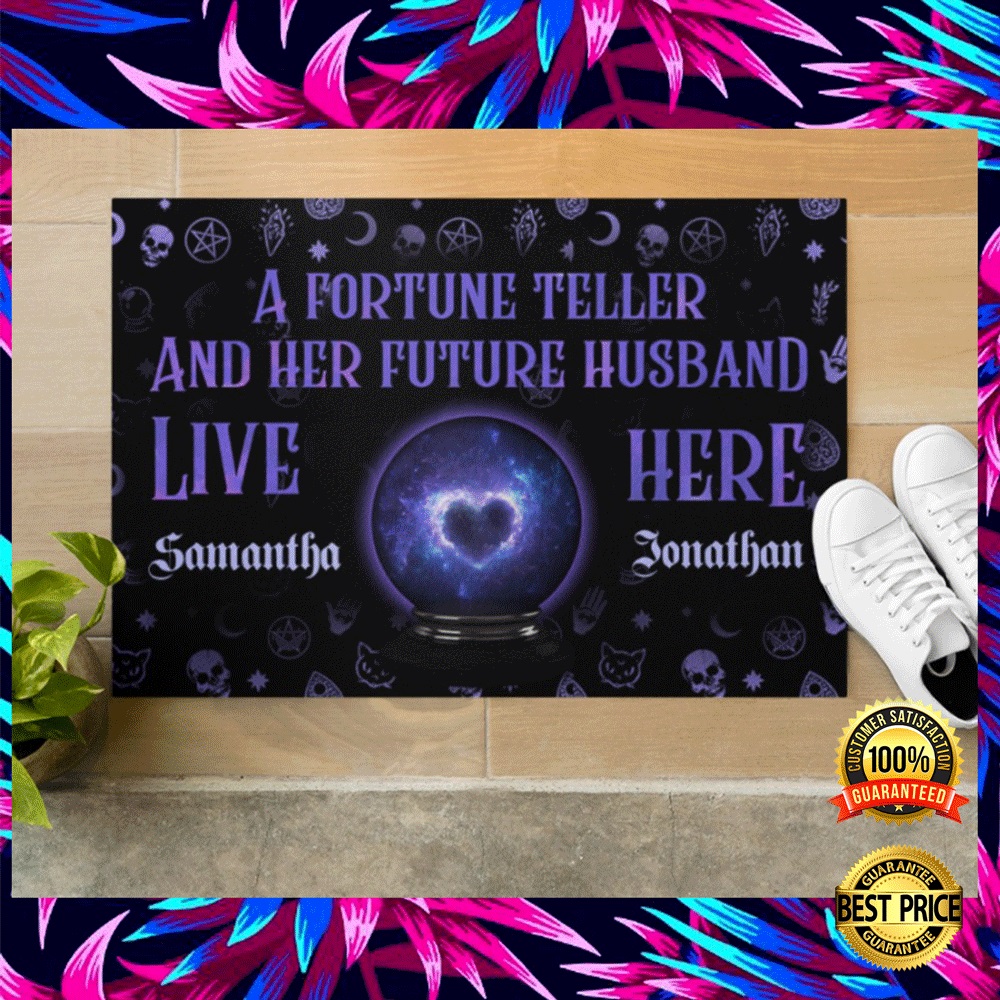 Personalized a fortune teller and her future husband live here doormat 1