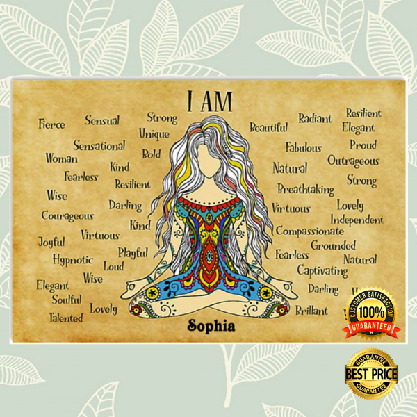 PERSONALIZED NAMASTE GIRL I AM STRONG UNIQUE POSTER