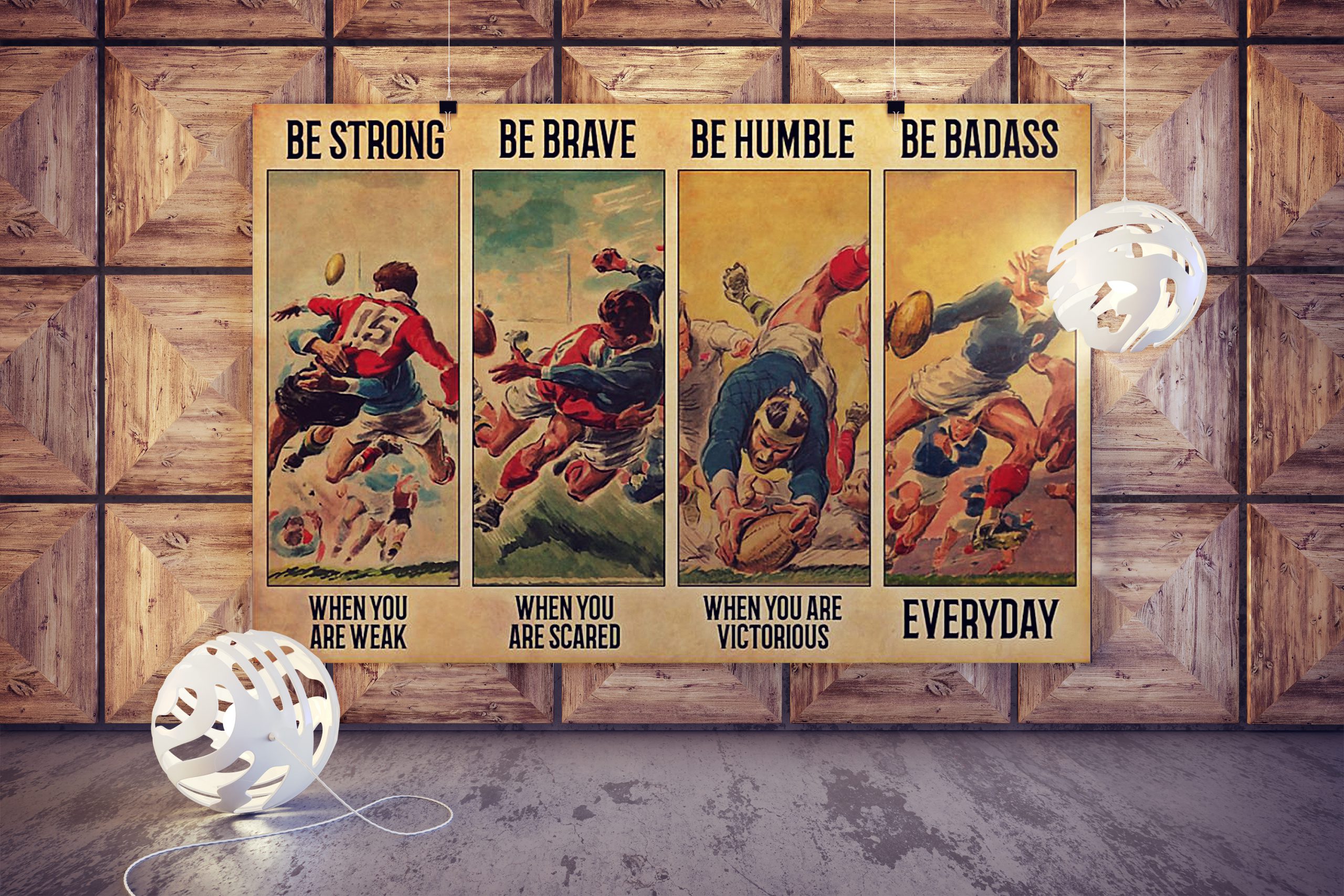Rugby be strong be brave be humble be badass poster 2