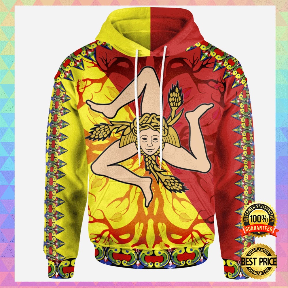 Sicily Flag With Celtic Tree of Life all over printed 3D hoodie2