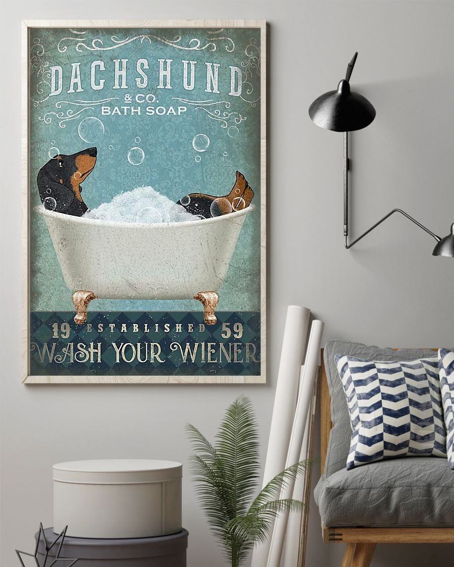 Dachshund and co bath soap established 1959 wash your wiener poster
