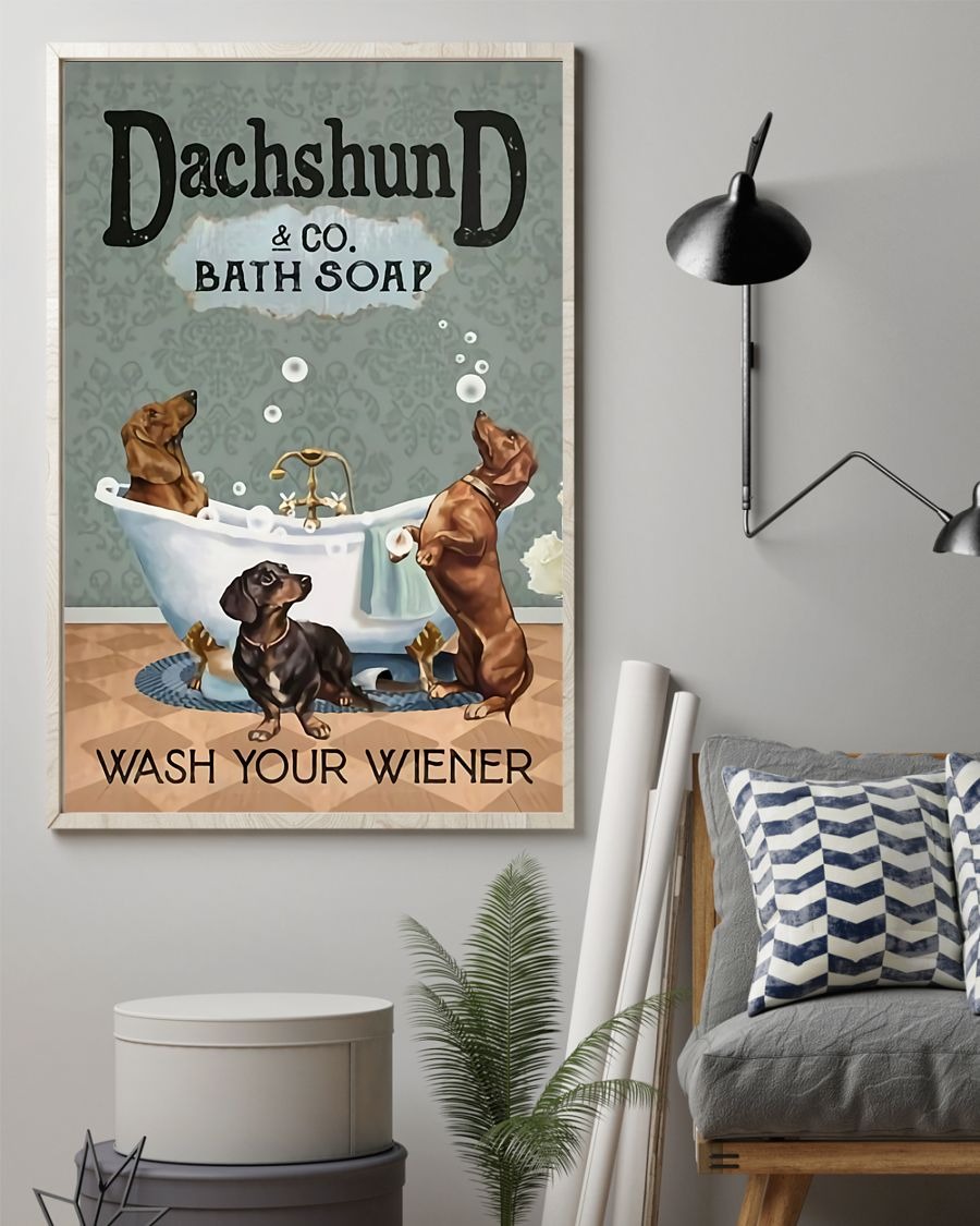 Dachshund and co bath soap poster