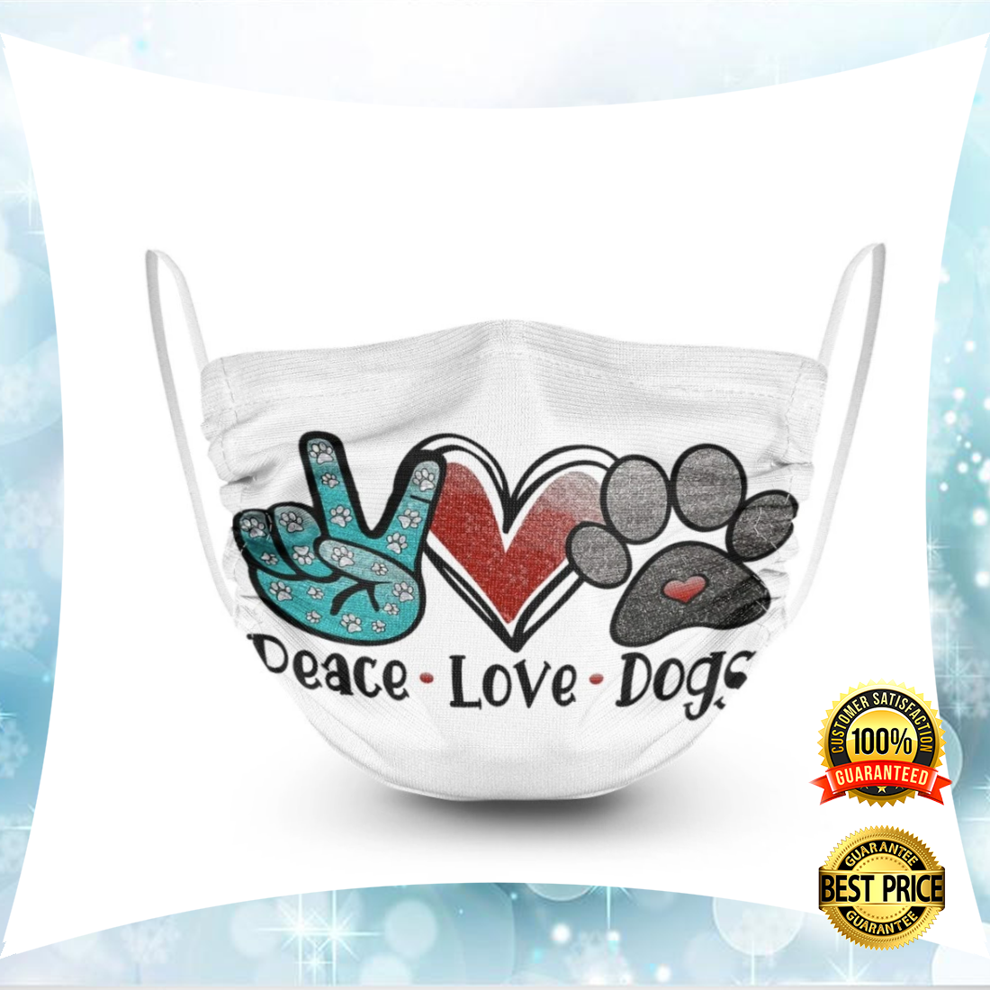 Peace love dogs face mask 5