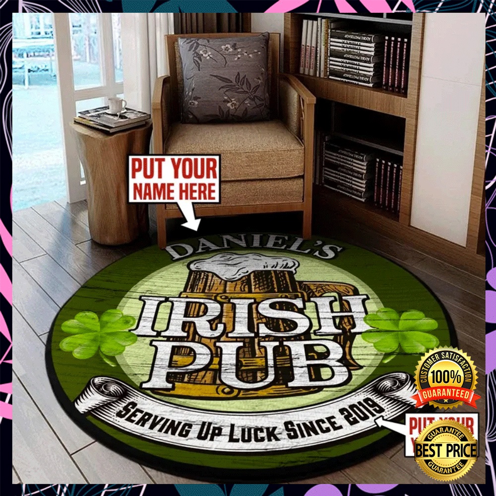 Personalized Irish Pub round rug2