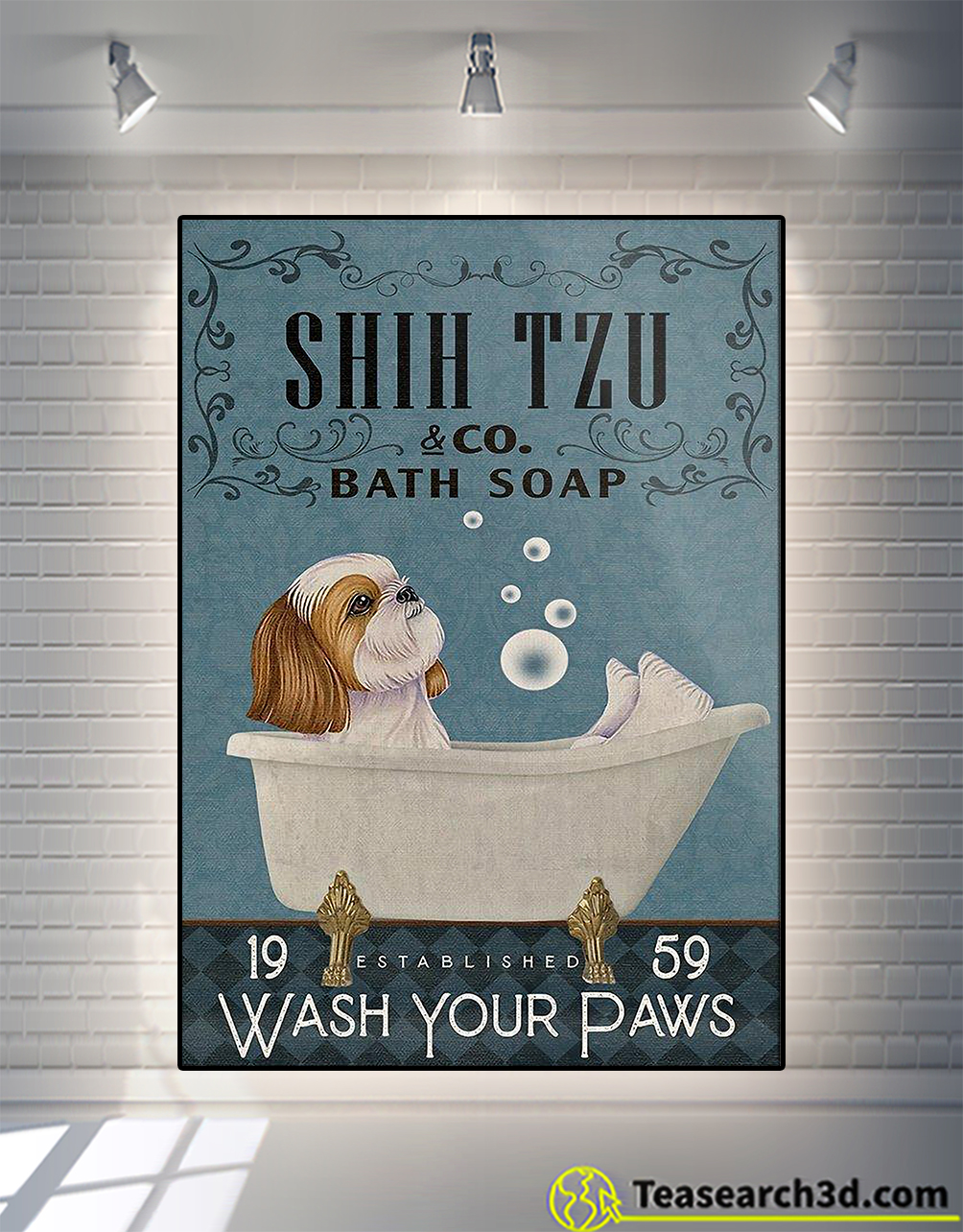 Shih Tzu bath soap wash your paws canvas