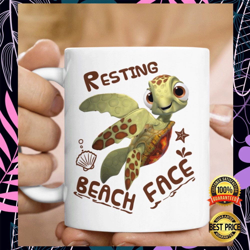 Turtle resting beach face mug 3