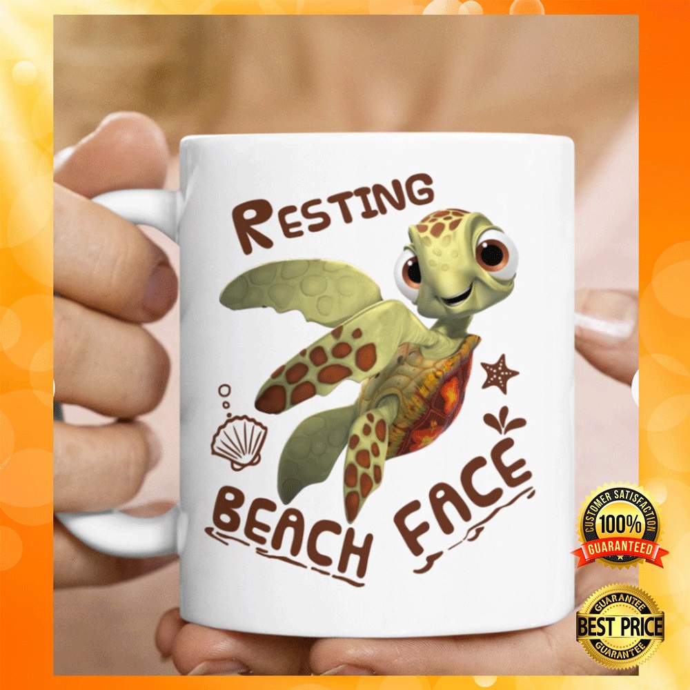 Turtle resting beach face mug 1