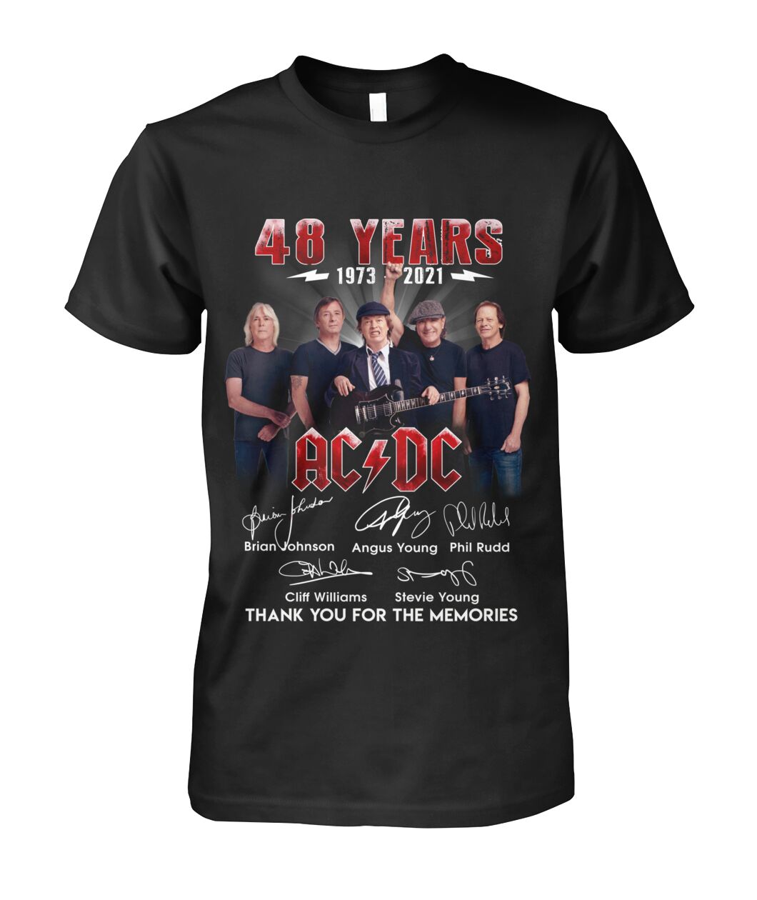 48 years AC DC signature thank you for the memories shirt, hoodie and long sleeve tee
