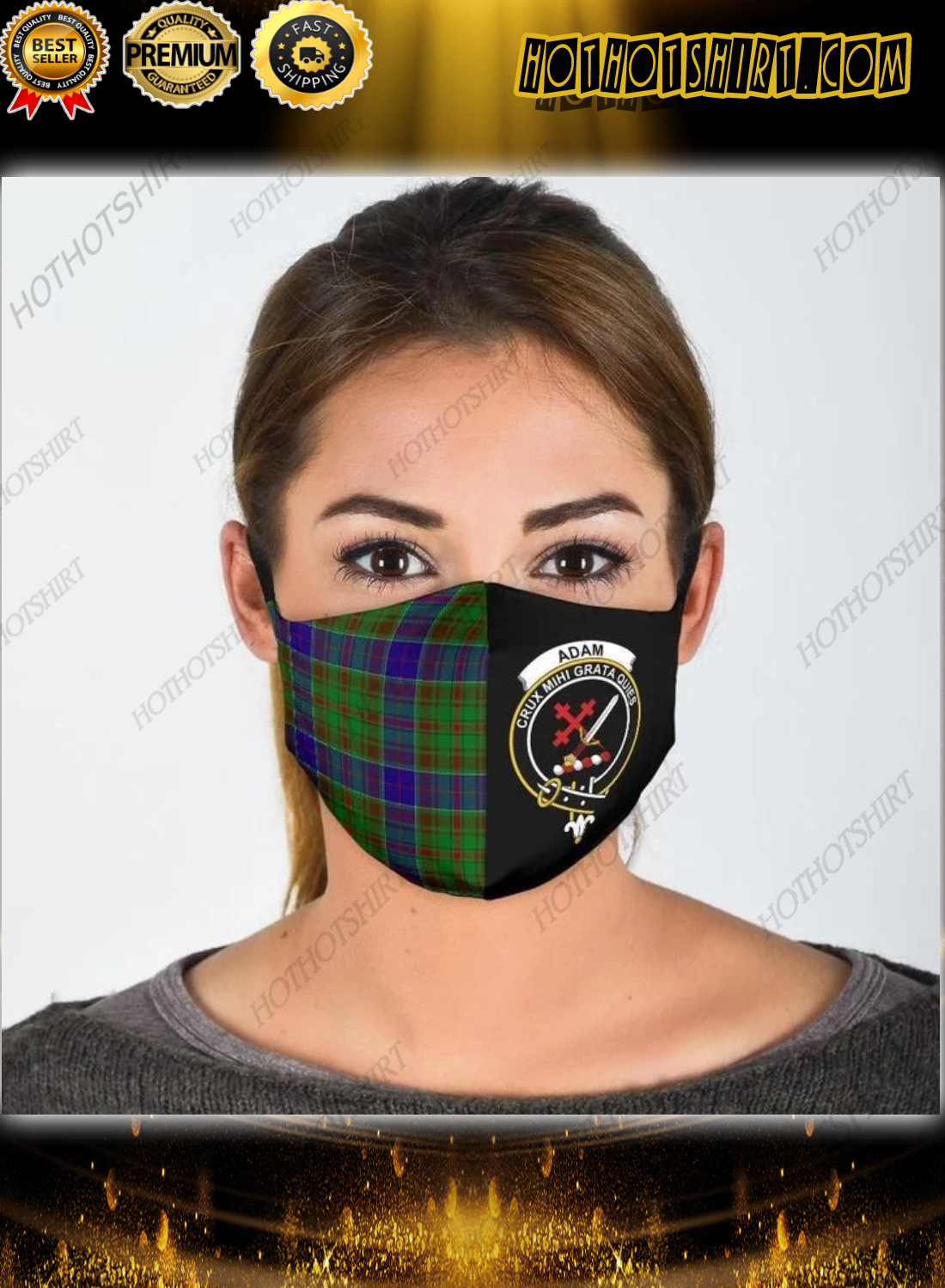 Adam Clan Tartan Face Mask