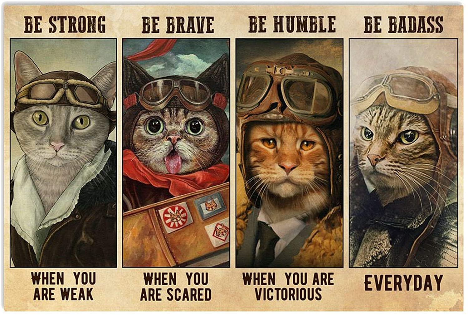 ANDIEZ Be Strong When You are Weak Be Brave When You are Scared Be Awesome Everyday Cat Pilot Poster
