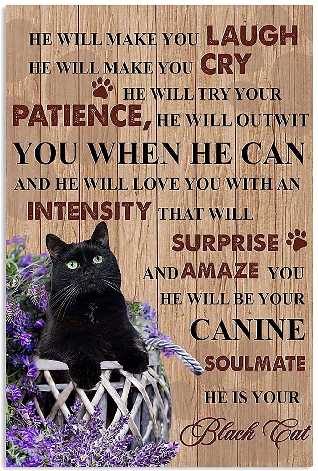 ANDIEZ Black Cat He Will Make You Laugh He Will Make You Cry He Will Try Your Patience Poster