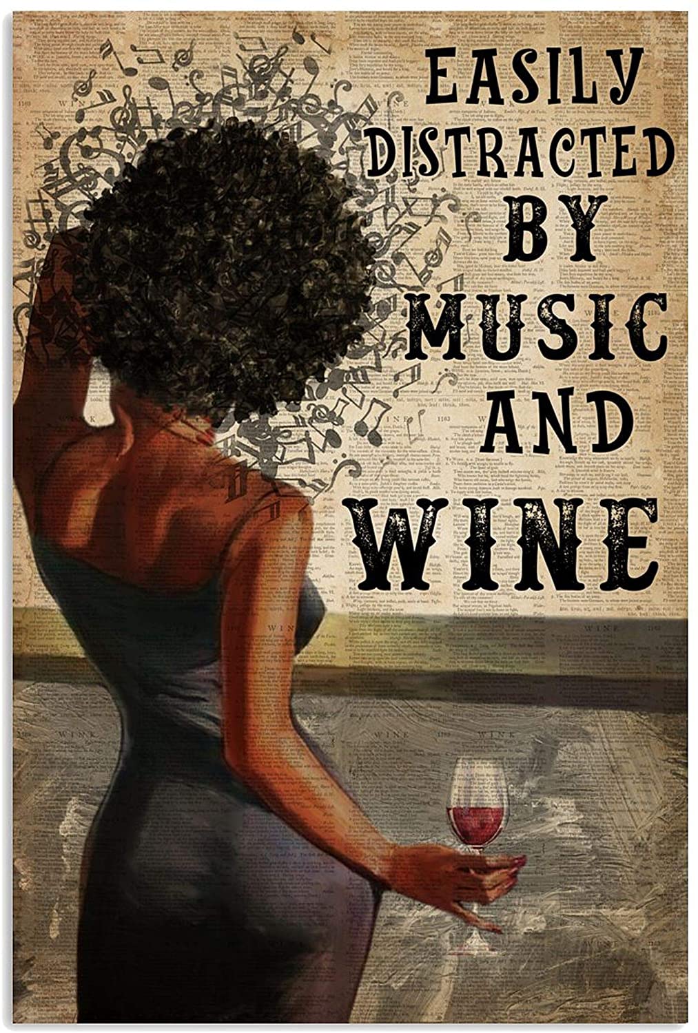 ANDIEZ Black Girl Easily Distracted by Music and Wine Poster