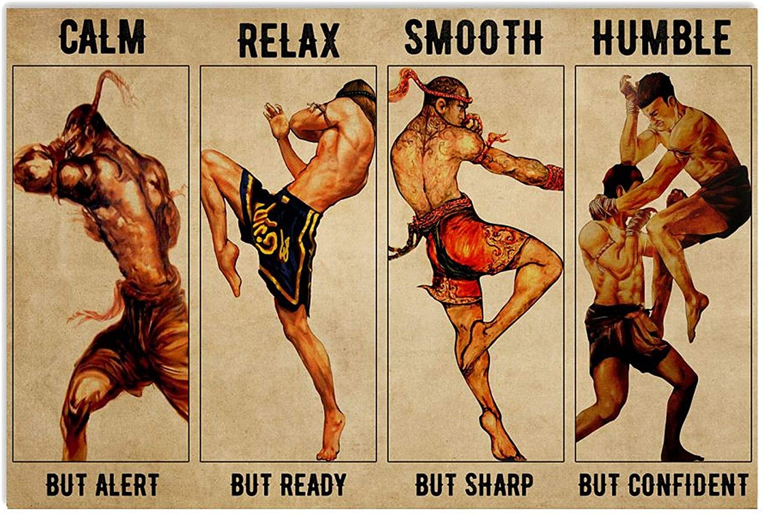 ANDIEZ Calm But Alert Relaxed But Ready Smooth But Sharp Humble But Confident Muay Thai Poster