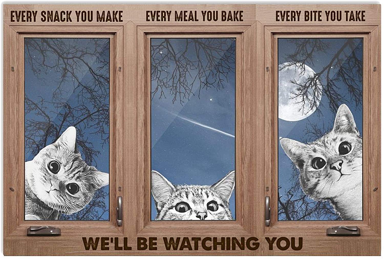 ANDIEZ Cat Window We'll Be Watching You Poster