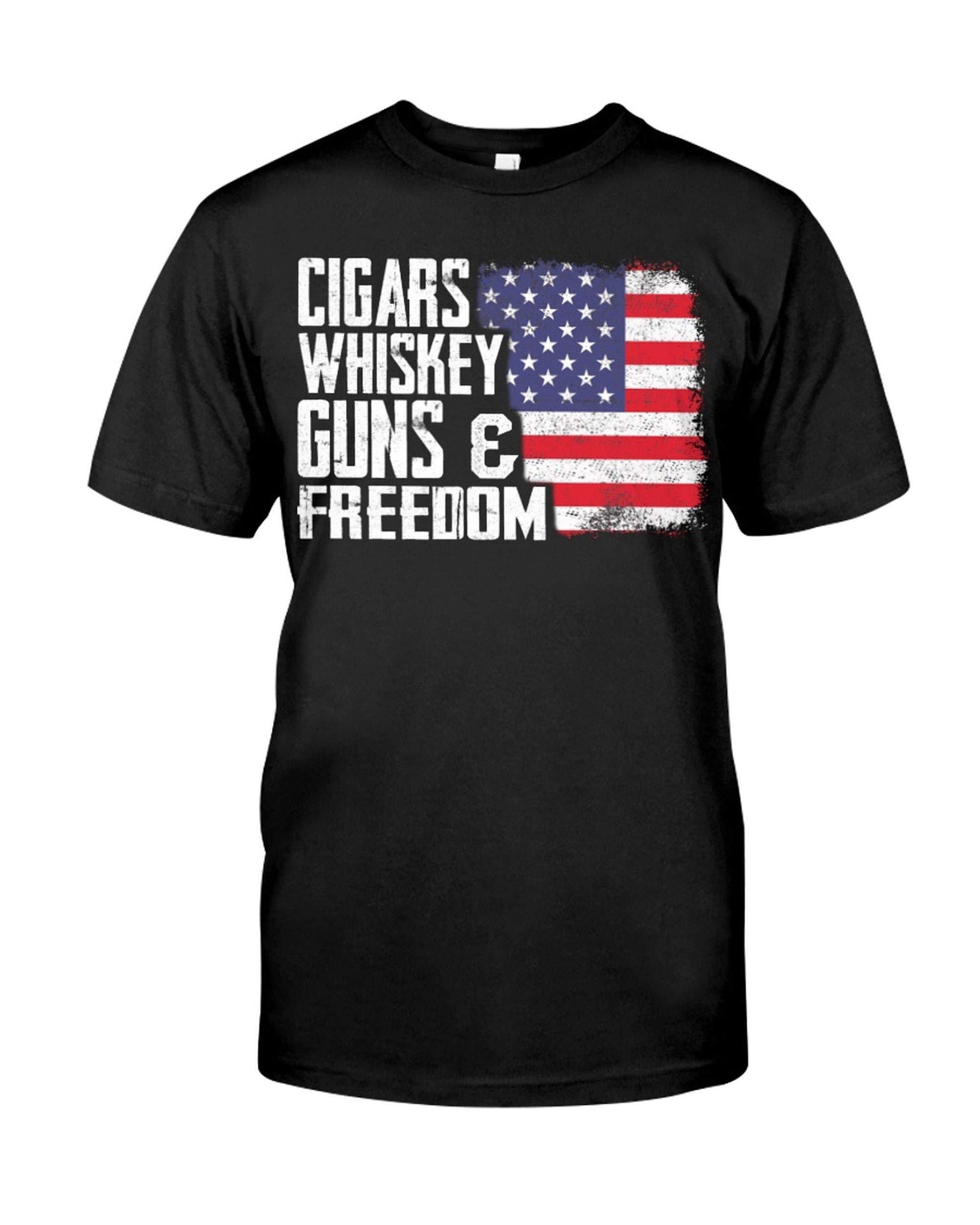 ANDIEZ Cigars Whiskey Guns Freedom Flag Shirt