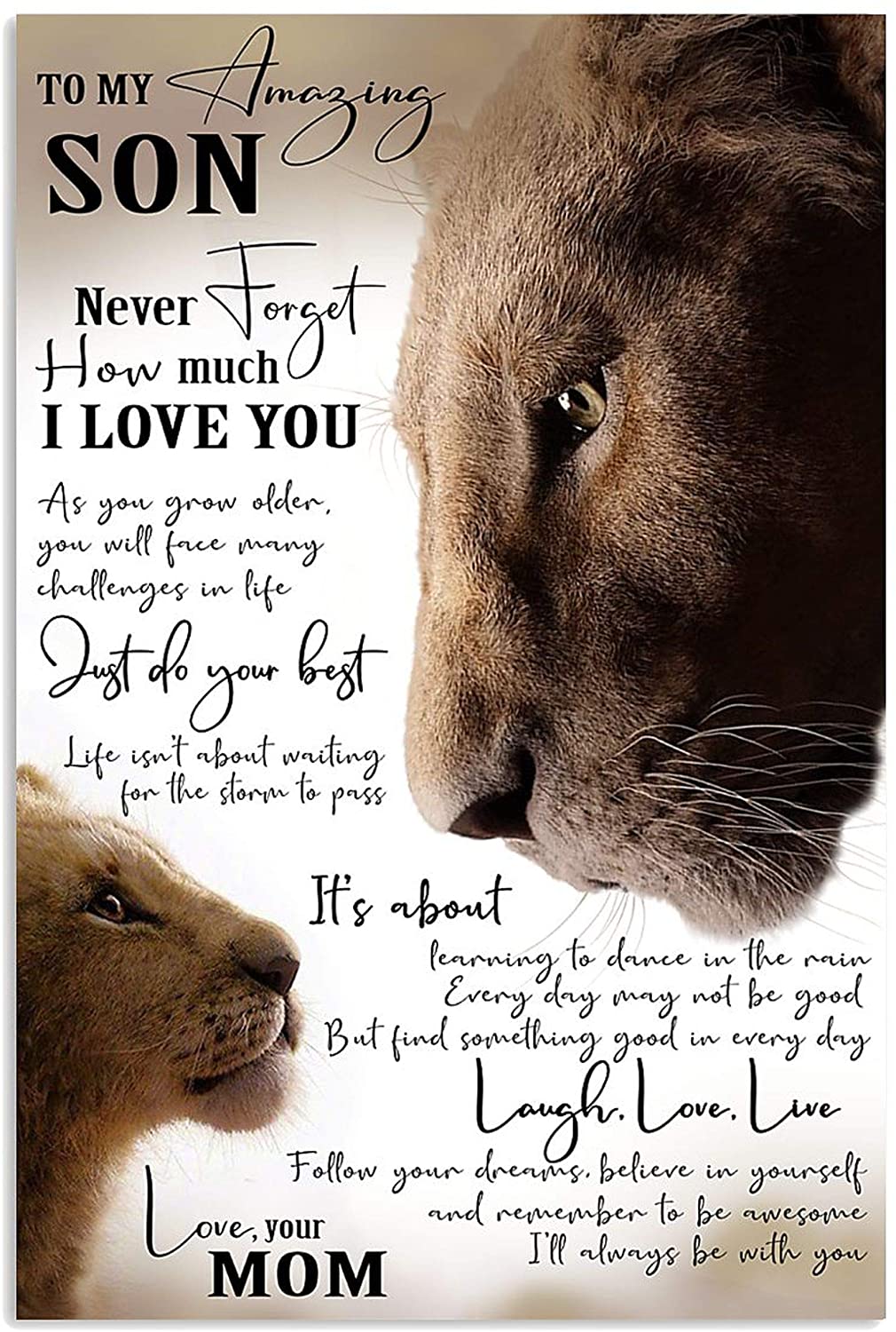 ANDIEZ Lion Mom to My Amazing Son Never Forget How Much I Love You Poster