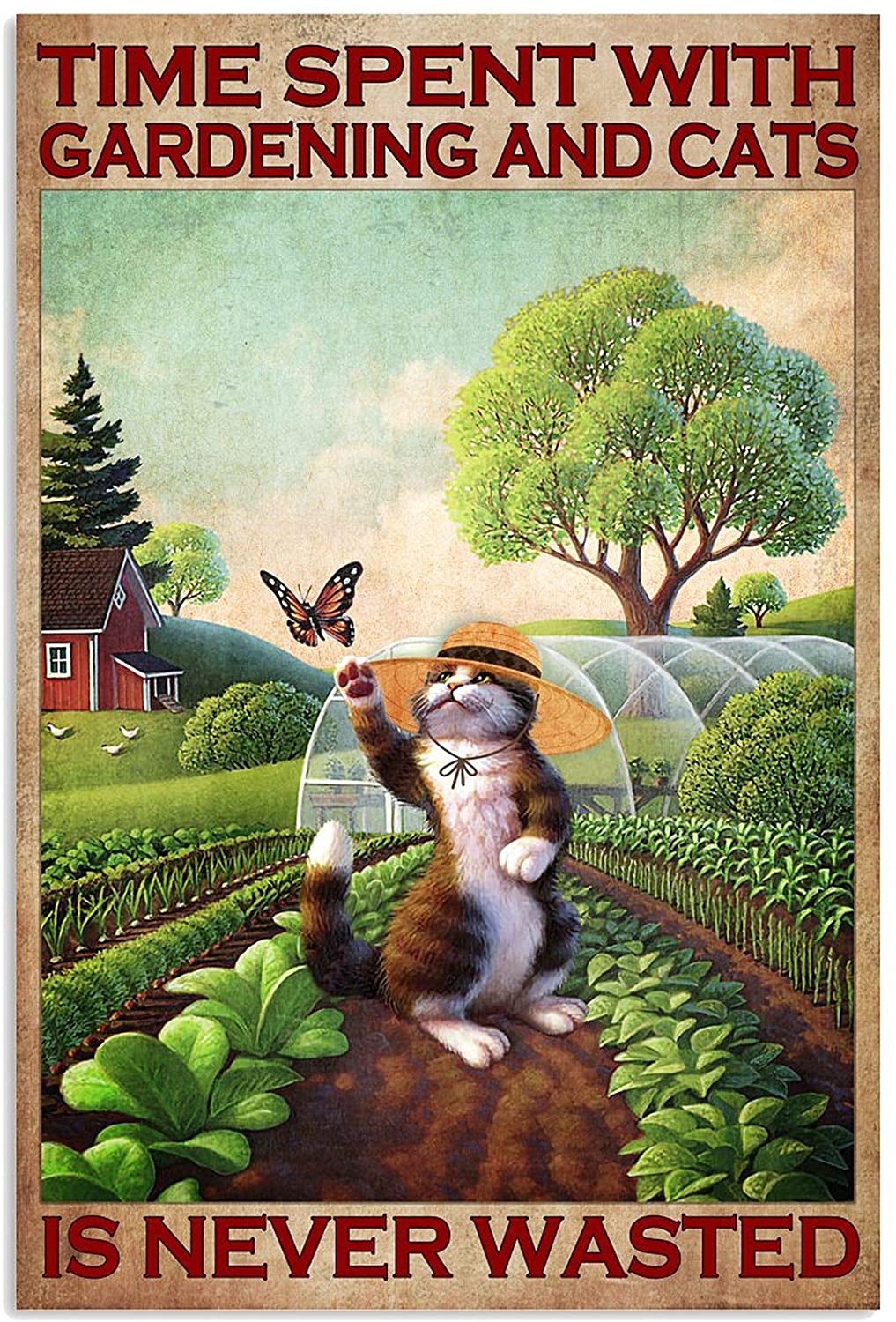 ANDIEZ Time Spent with Gardening and Cats is Never Wasted Poster