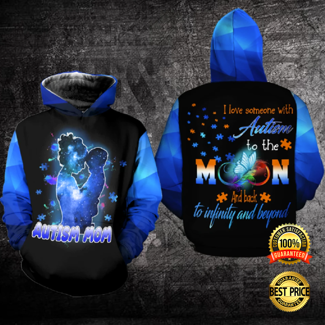 Autism mom i love someone with autism to the moon and back all over printed 3D hoodie 2