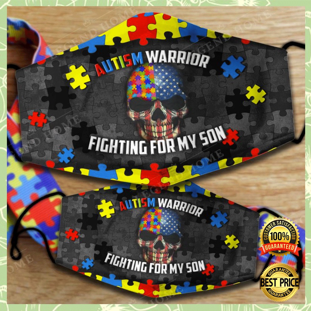 Autism warrior fighting for my son face mask (2)