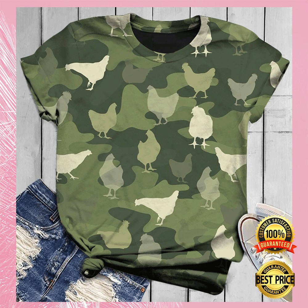 Chicken In Green Camo All Over Printed 3D Shirt And Hoodie