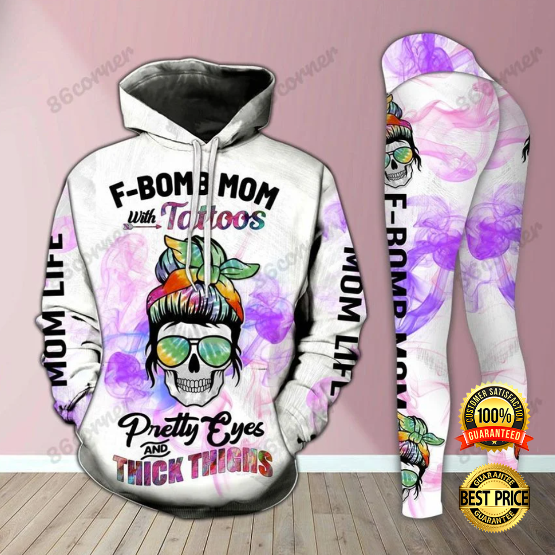 F Bomb Mom With Tattoos Pretty Eyes And Thick Thighs All Over Printed 3D Hoodie And Legging 1
