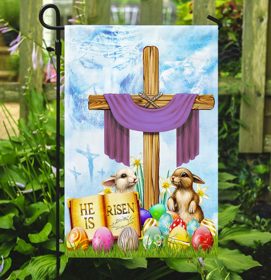 Happy Easter He Is Risen Flag 1