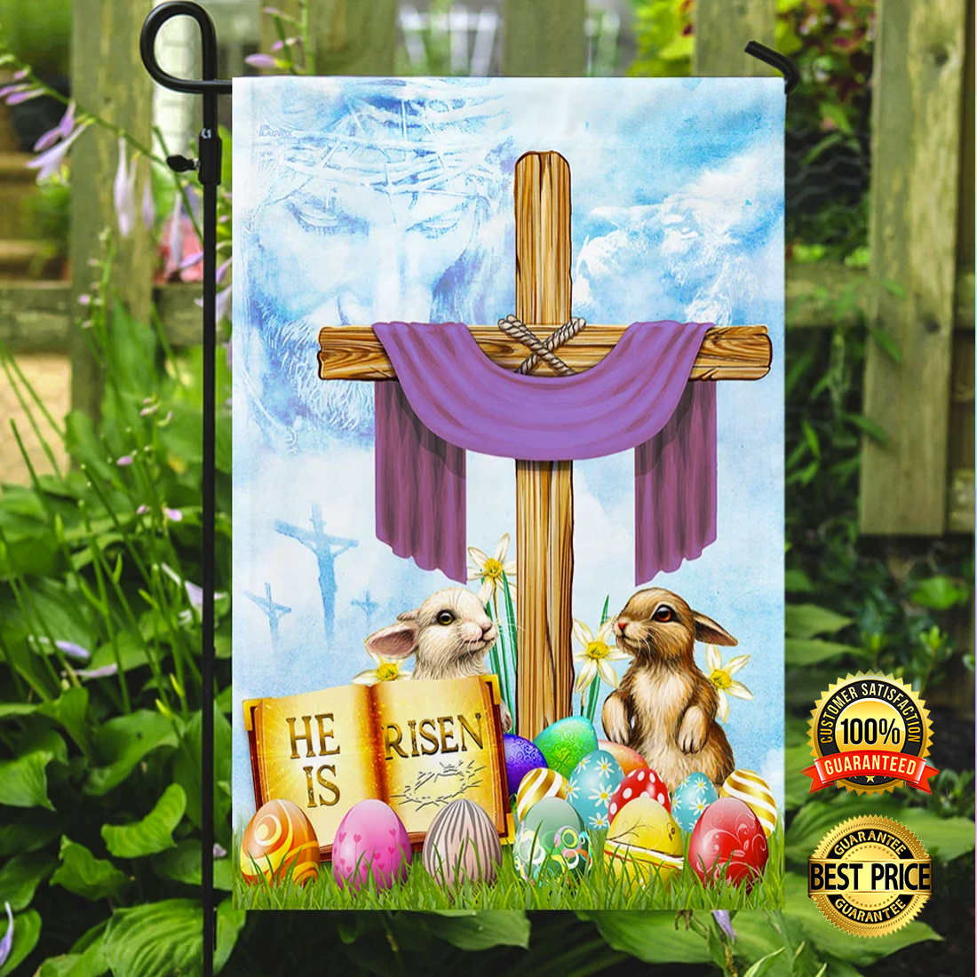 Happy Easter He Is Risen Flag 4