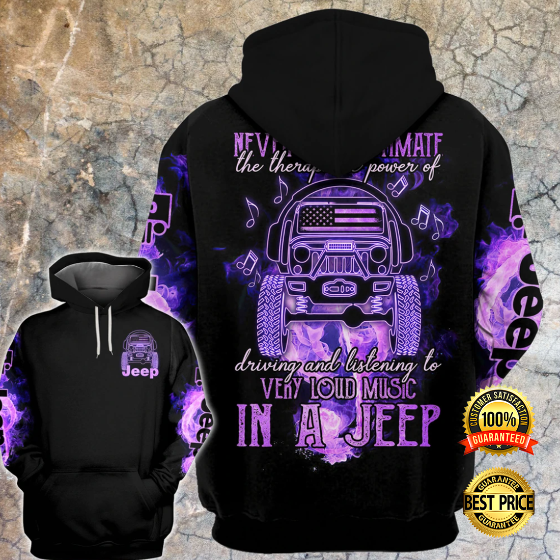Never underestimate the therapeutic power of driving and listening to very loud music in a jeep all over printed 3D hoodie 4