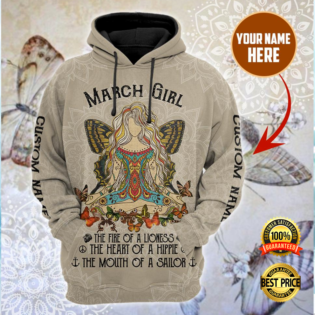 Personalized Namaste march girl all over printed 3D hoodie 4