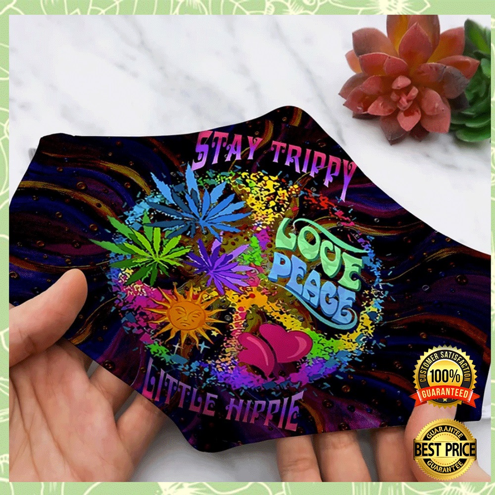 Stay trippy love peace little hippie face mask (2)