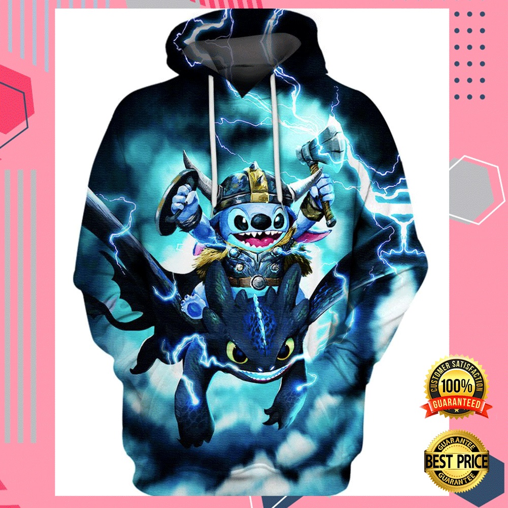 STITCH AND TOOTHLESS VIKING THUNDER ALL OVER PRINTED 3D HOODIE