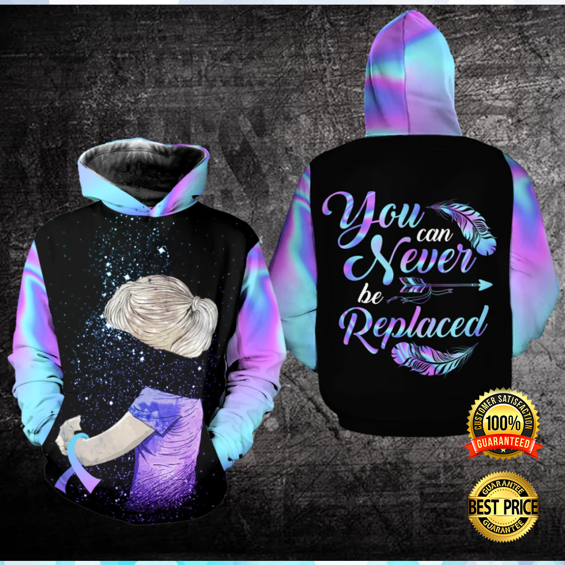 You can never be replaced all over printed 3D hoodie 2