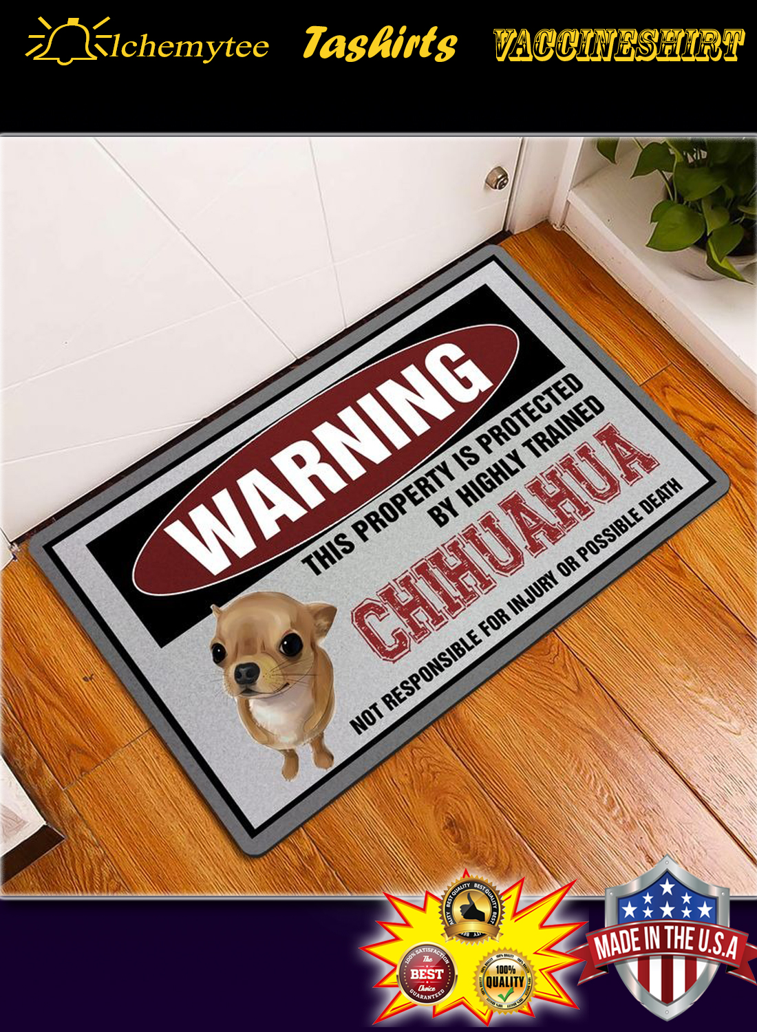 Warning this property is proctected by highly trained chihuahua doormat