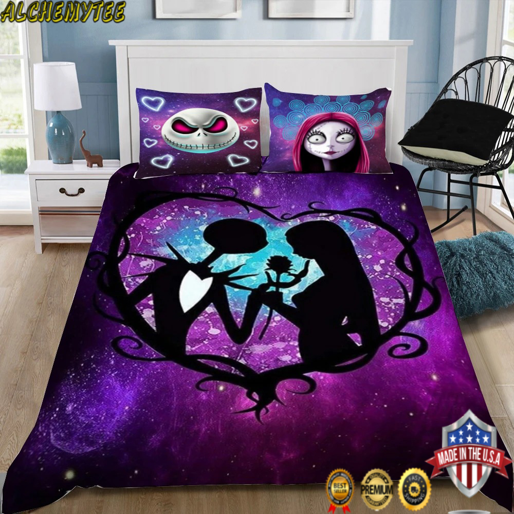 3D Nightmare Before Christmas Galaxy Together Forever Bedding Set
