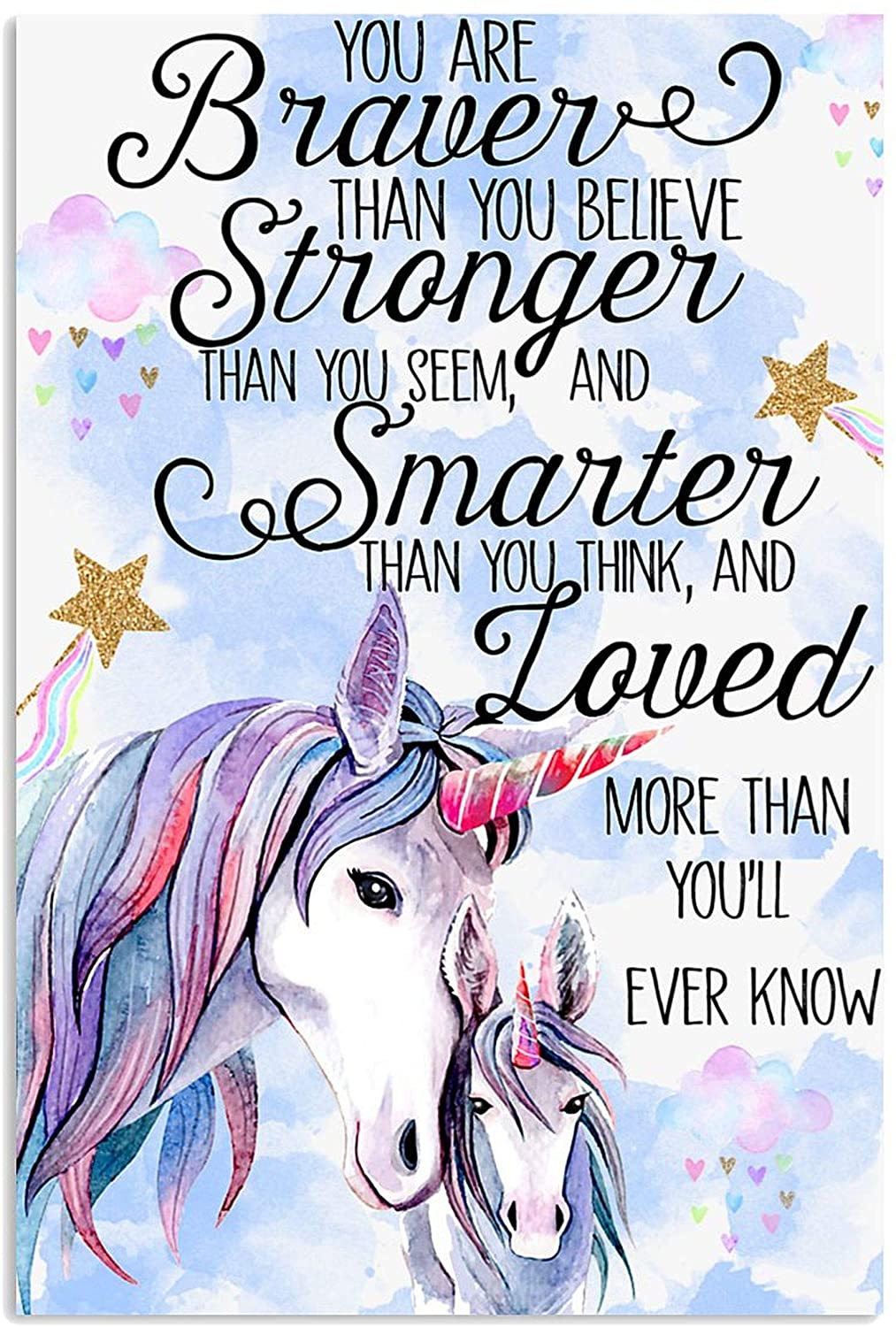 ANDIEZ Baby Unicorn You are Braver Than You Believe Stronger Than You Seem Poster
