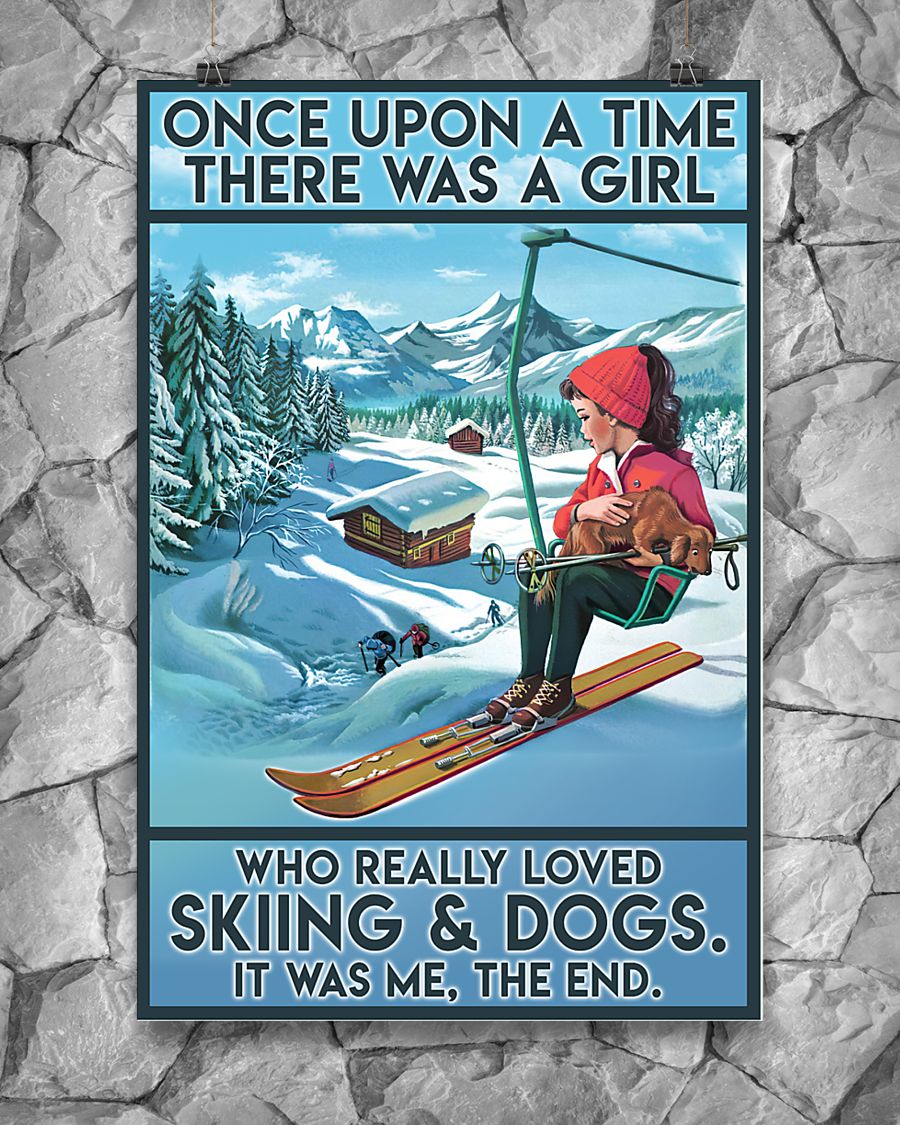 Once upon a time there was a girl who really loved skiing and dogs canvas